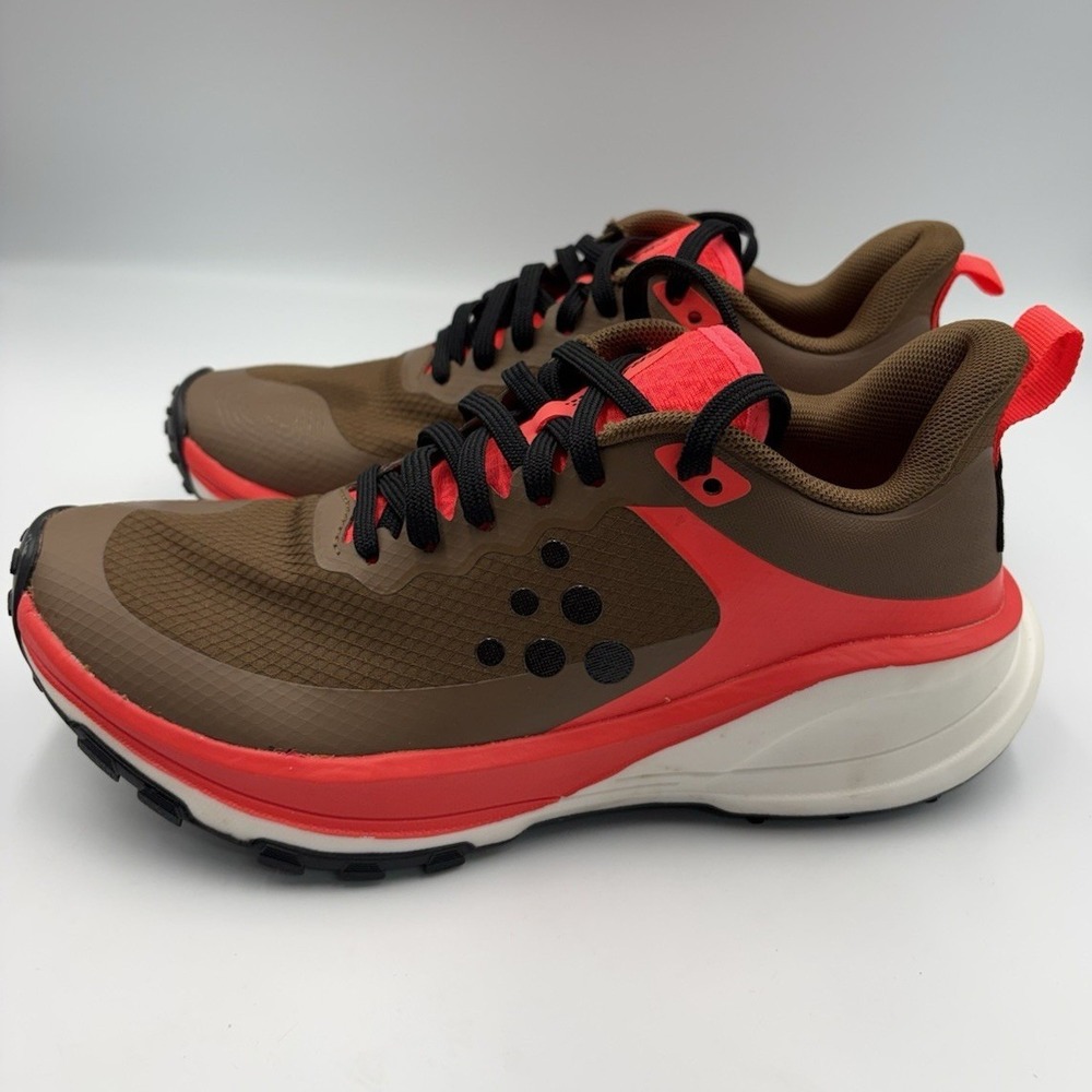 CRAFT Trail Men's Brown Red Black White Low Top Lace-Up Trail Running Sneakers